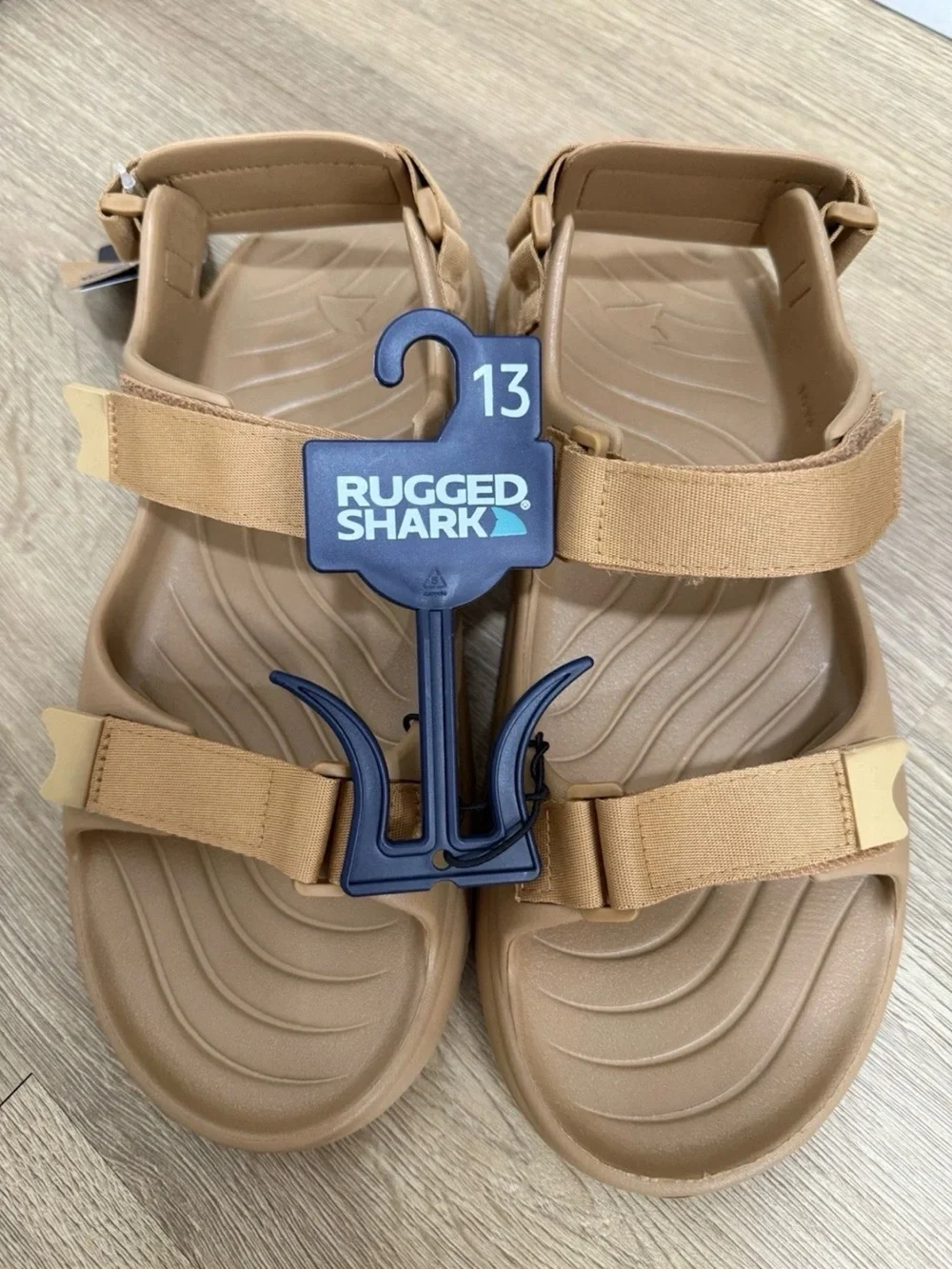 Rugged Shark Sandals Mens Size 13 Brown Strappy Open Toe Water Shoes Comfortable